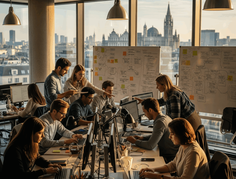 IT-офис в Брюсселе с командой разработчиков за работой